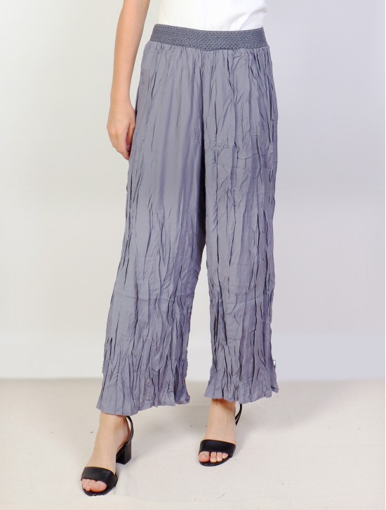 Solid Color Wide-Leg Full-length Pants